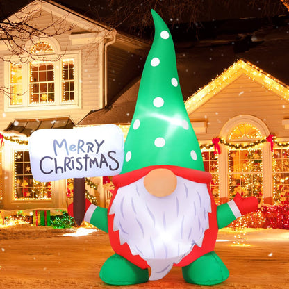 6 FT Christmas Gnome Inflatables Outdoor Decorations