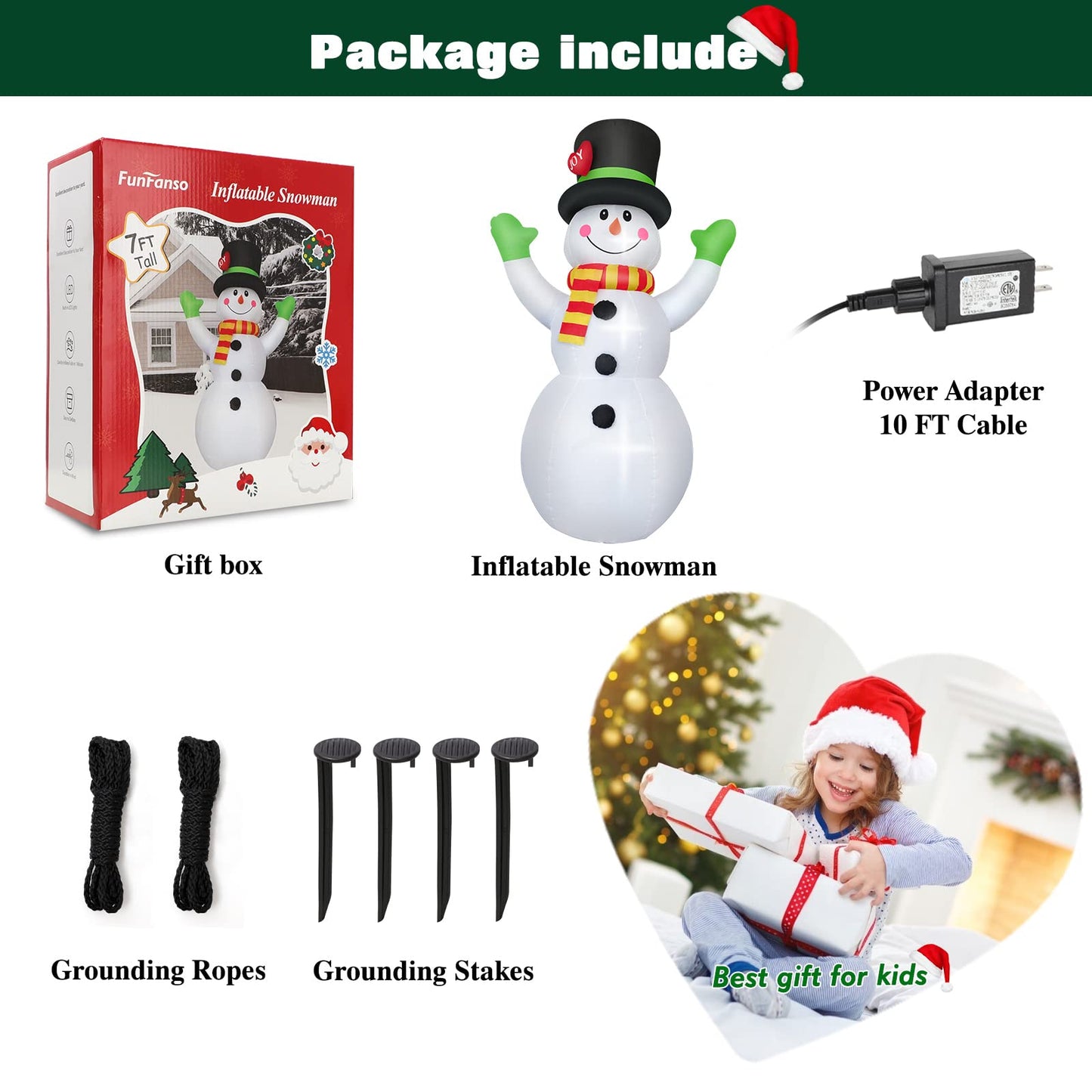 7 FT Giant Snowman InflatablesOutdoor Decorations